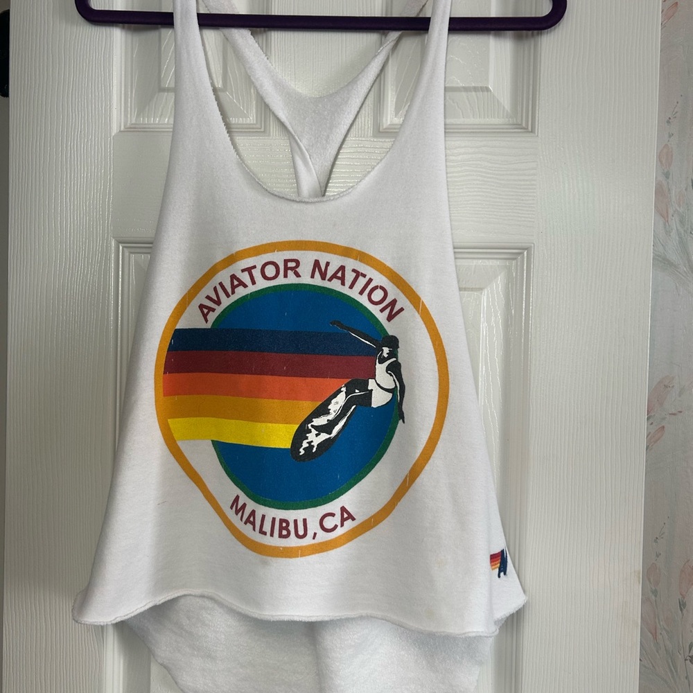 Aviator Nation medium White Sleeveless twist back Tank
